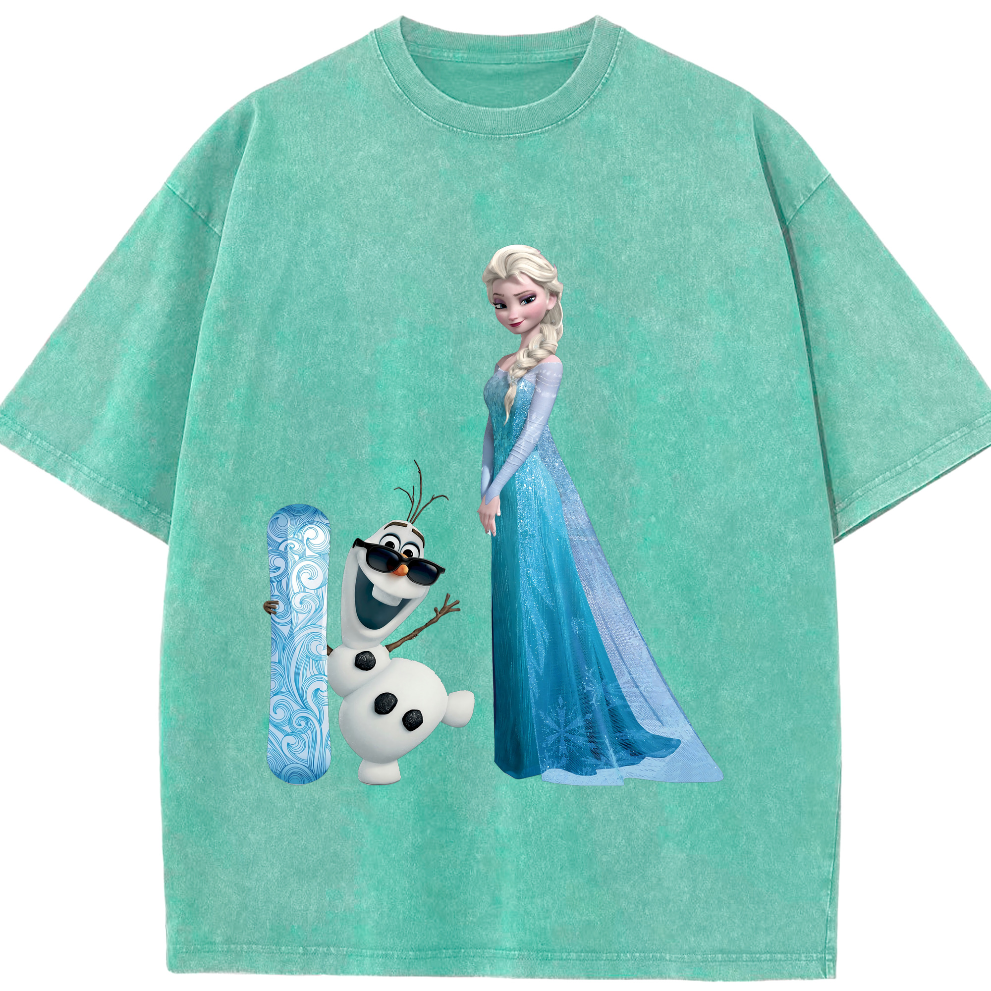 （画像用） アナと雪の女王 アンナ エルサ Frozen Anna Elsa 綿100% ヴィンテージ風 半袖Tシャツ（フロントプリント）